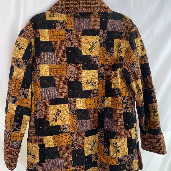 Donna Sharp Vintage Quilted Patchwork Dragonfly Blazer Jacket EUC Women's Size M - Picture 8 of 12